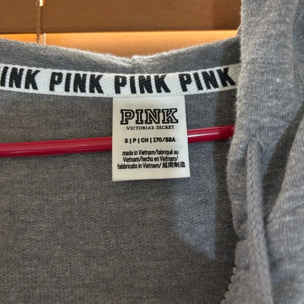 Victoria’s Secret PINK Gray Colorblock Hoodie – Size Small - Picture 3 of 8